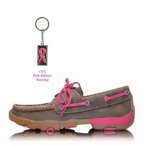 Twisted X Womens Pink Ribbon Mocs Lace Up - bomber/neon pink