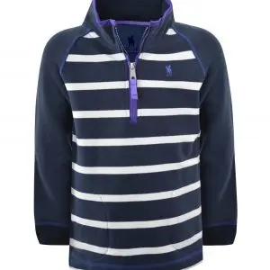 Thomas Cook-Girls-Holbrook Stripe 1/4 Zip Rugby-Dark Navy/Purple