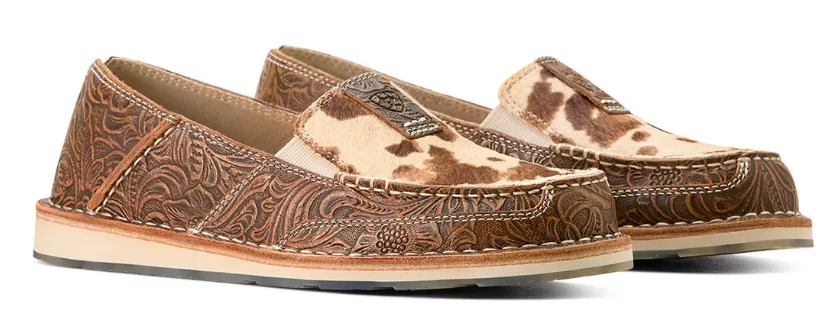 ARIAT Wms Cruiser - Tan Floral Emboss / Tan and White Brindle Hair  On