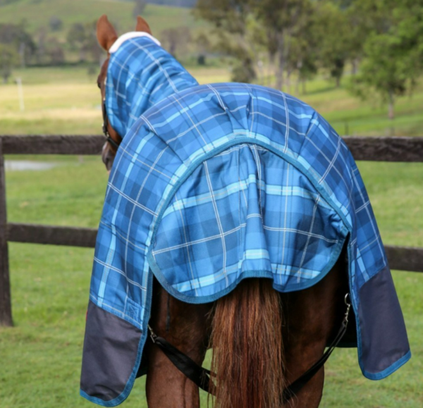 STC - Kozy 1200D 250G Fill Nylon Horse Rug Combo - Blue Tartan - Image 4