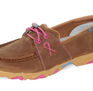 Twisted X Womens Pink Ribbon Cellstretch Mocs Elastic Tie