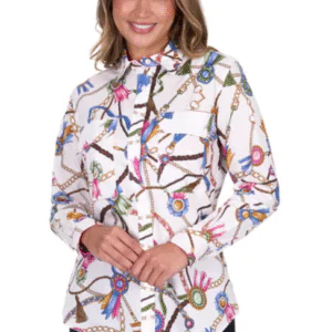 Hard Slog - Women's Jolie Full Placket Long Sleeve Shirt - White