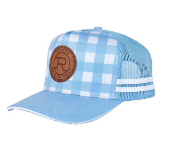 Roper Mini Plaid Trucker Cap - Cornflower Blue / White