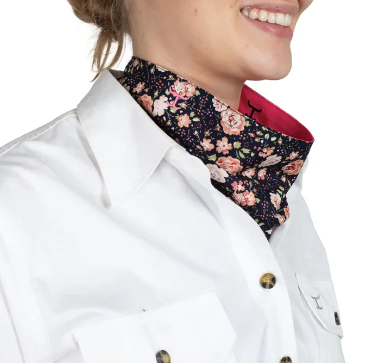 Just Country Carlee Double Sided Scarf - Navy Peonies / Hot Pink