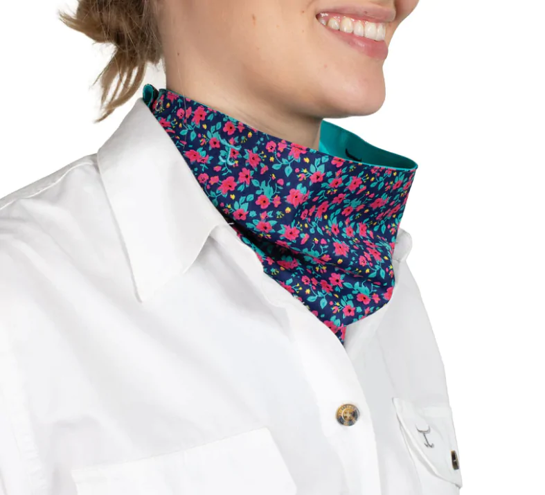 Just Country Carlee Double Sided Scarf -  Navy Pansies / Turquoise