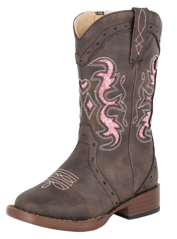 ROPER - Kid’s Lexi Chocolate / Pink Glitter Boot