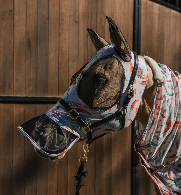 Kool Master Lycra Pull On Fly Mask w/Skirt - Hot to Trot