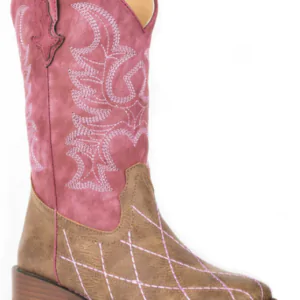 Roper Kid's Square Toe Crosscut - Raspberry