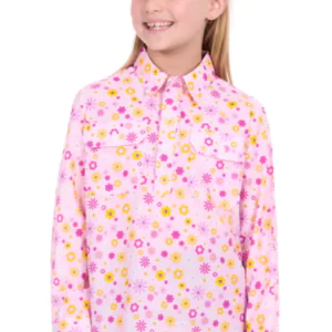 Hard Slog Kid's Daisy Half Placket Long Sleeve Shirt